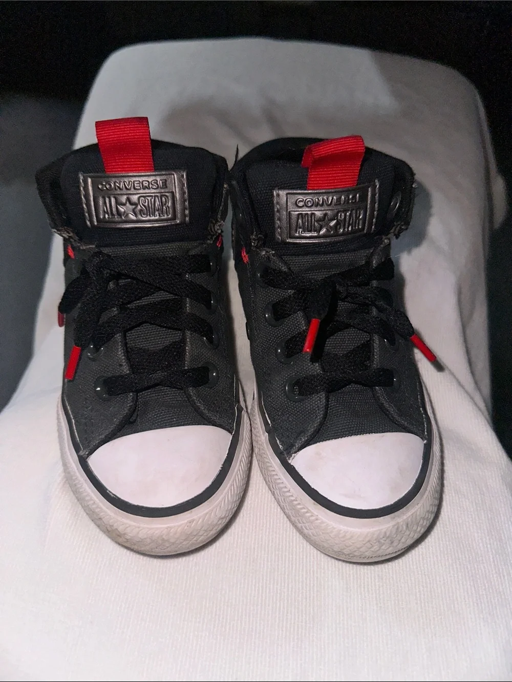 Converse Chuck Taylor All Star Street High Top Sneakers Black Red Kids 12